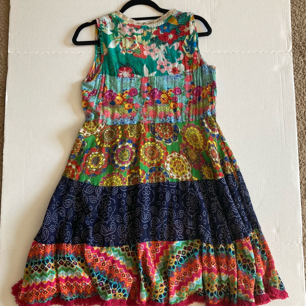 Ruby Yaya Multicolor Patterned Boho Midi Dress Wi… - image 1